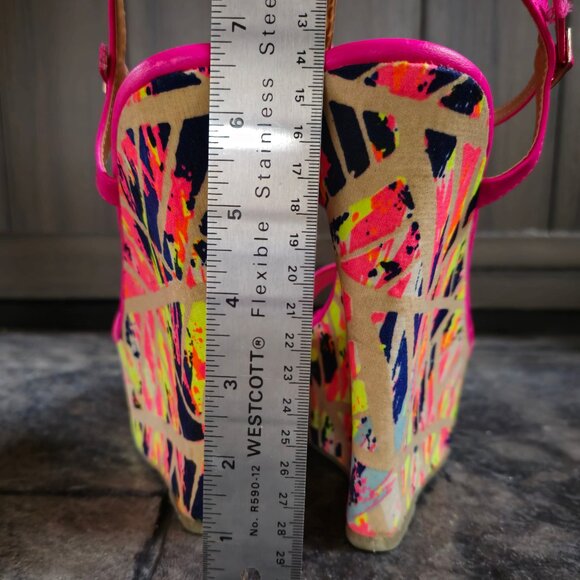 Hot Pink wedge sandals with almost 7 inch heel - Picture 10 of 11